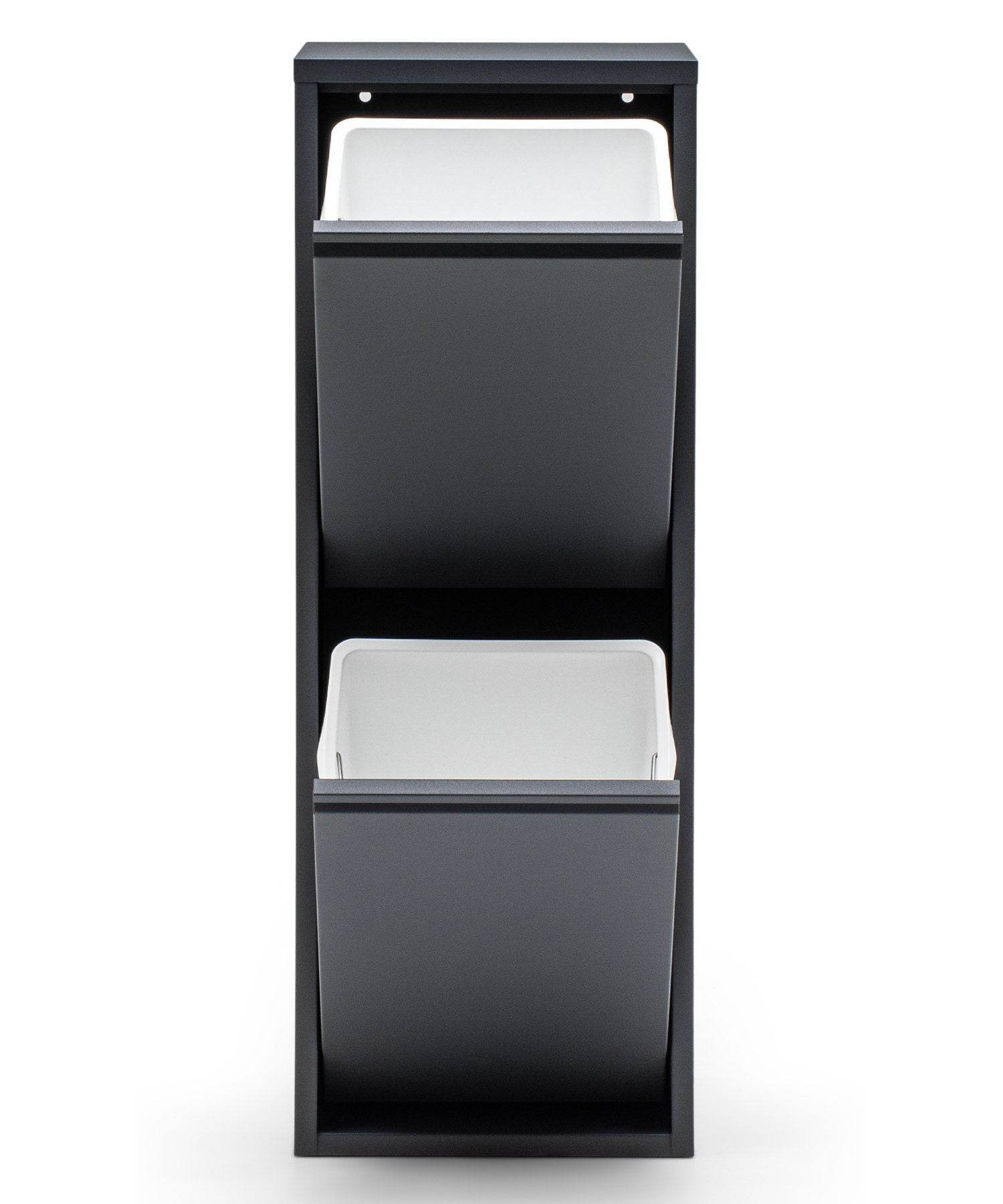 Gowoll Mülleimer Küche aus Fleckenfest Biomülleimer Wandmontage Abfalleimer Mülltrennsysteme Küchenmülleimer mit Herausnehmbarer Inneneimer Recycling system (2 x 15 L Anthrazit)