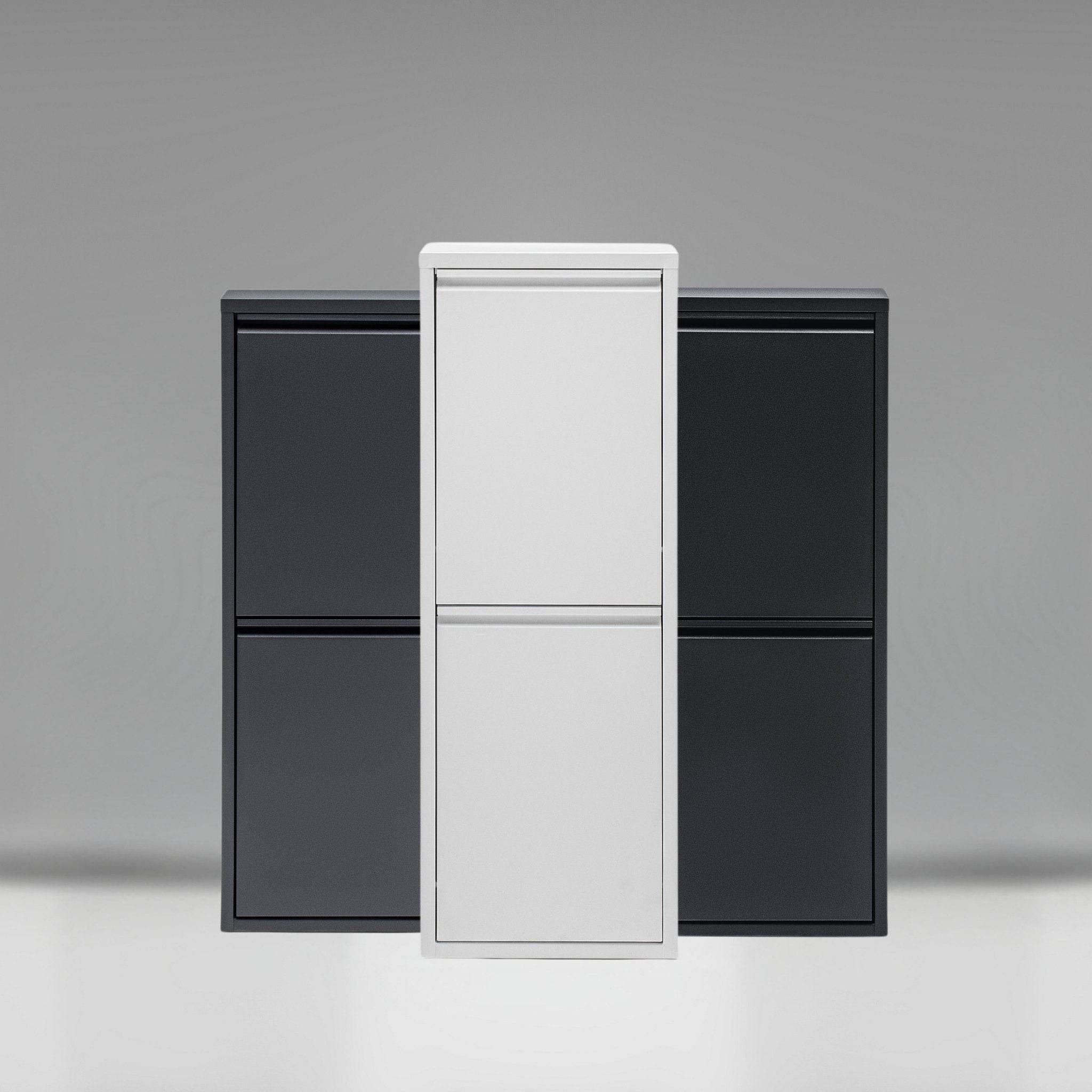 Gowoll Mülleimer Küche aus Fleckenfest Biomülleimer Wandmontage Abfalleimer Mülltrennsysteme Küchenmülleimer mit Herausnehmbarer Inneneimer Recycling system (2 x 15 L Anthrazit)