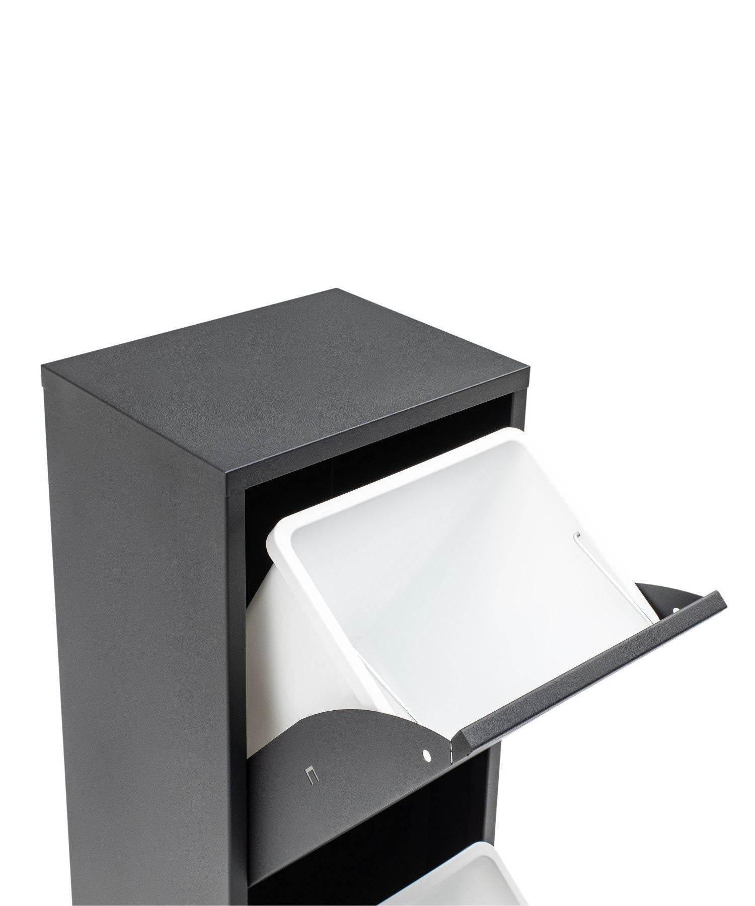 Gowoll Mülleimer Küche aus Fleckenfest Biomülleimer Wandmontage Abfalleimer Mülltrennsysteme Küchenmülleimer mit Herausnehmbarer Inneneimer Recycling system (2 x 15 L Anthrazit)