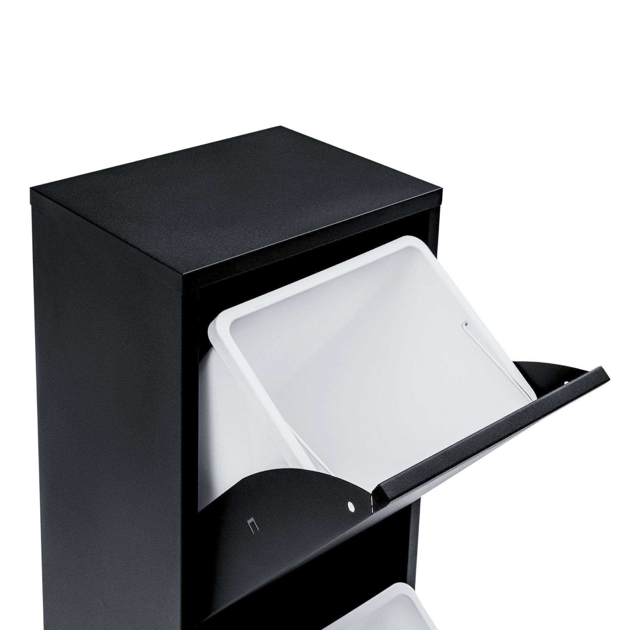 Gowoll Mülleimer Küche aus Fleckenfest Biomülleimer Wandmontage Abfalleimer Mülltrennsysteme Küchenmülleimer mit Herausnehmbarer Inneneimer Recycling system (3 x 15 L Schwarz)