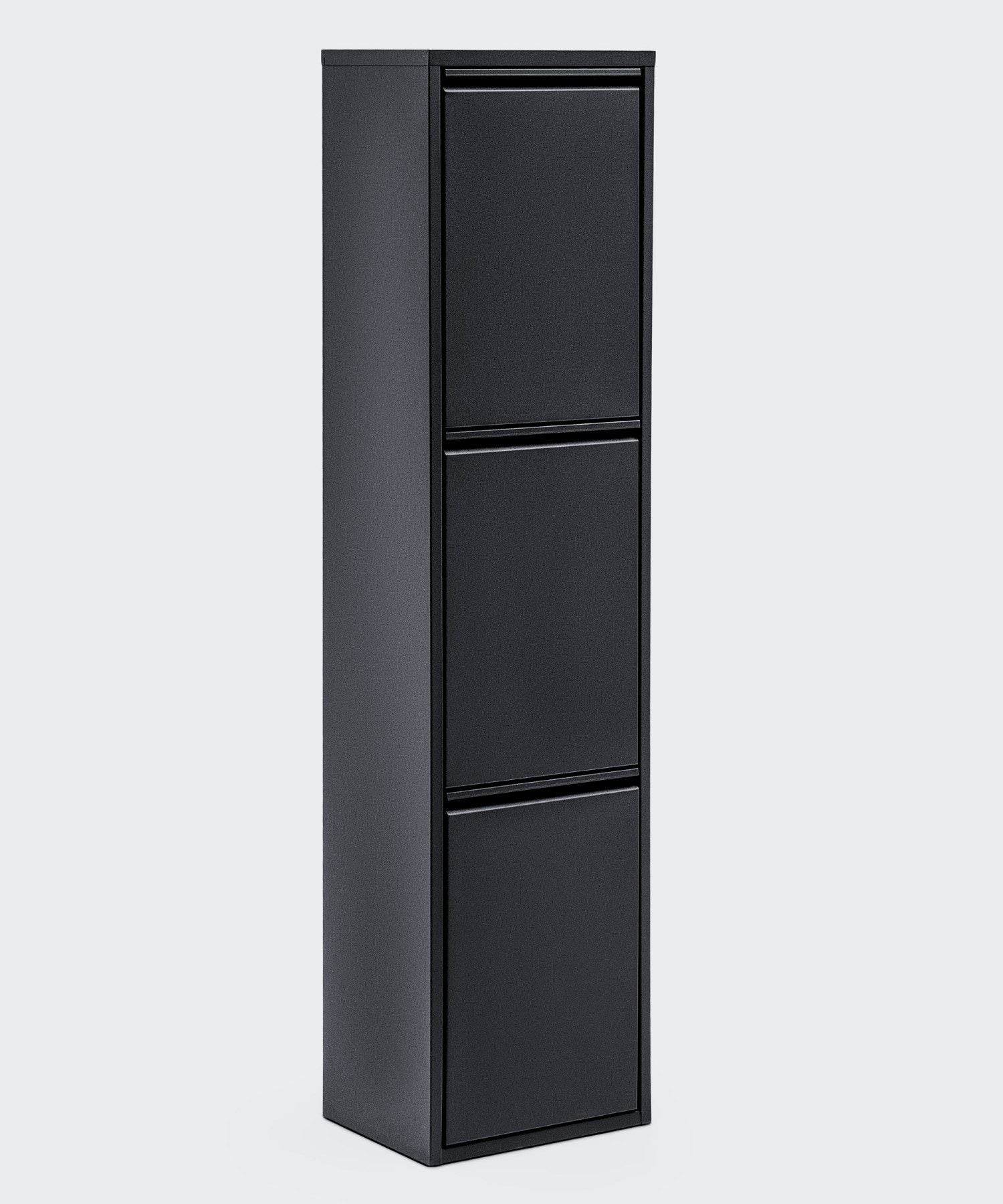 Gowoll Mülleimer Küche aus Fleckenfest Biomülleimer Wandmontage Abfalleimer Mülltrennsysteme Küchenmülleimer mit Herausnehmbarer Inneneimer Recycling system (3 x 15 L Schwarz)