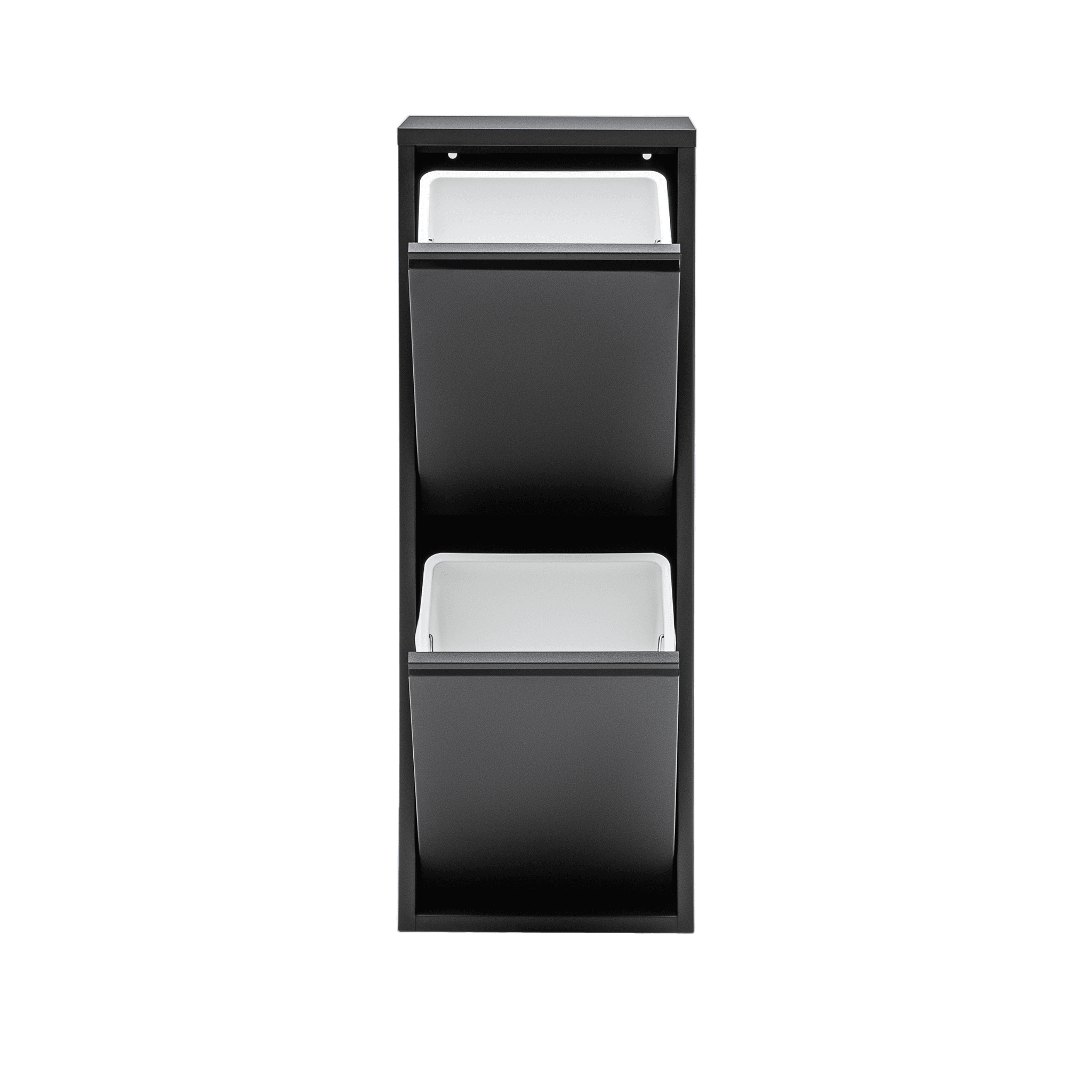 Gowoll Mülleimer Küche aus Fleckenfest Biomülleimer Wandmontage Abfalleimer Mülltrennsysteme Küchenmülleimer mit Herausnehmbarer Inneneimer Recycling system (2 x 15 L Schwarz)