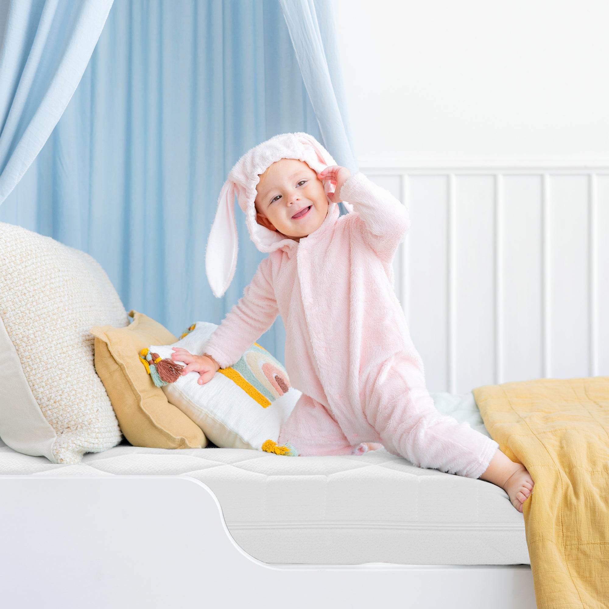 Wave Babymatratze 60x120 cm – Atmungsaktive Kaltschaummatratze mit Luftkanälen, Beidseitig Nutzbar, Allergikerfreundlich & Waschbarer Bezug