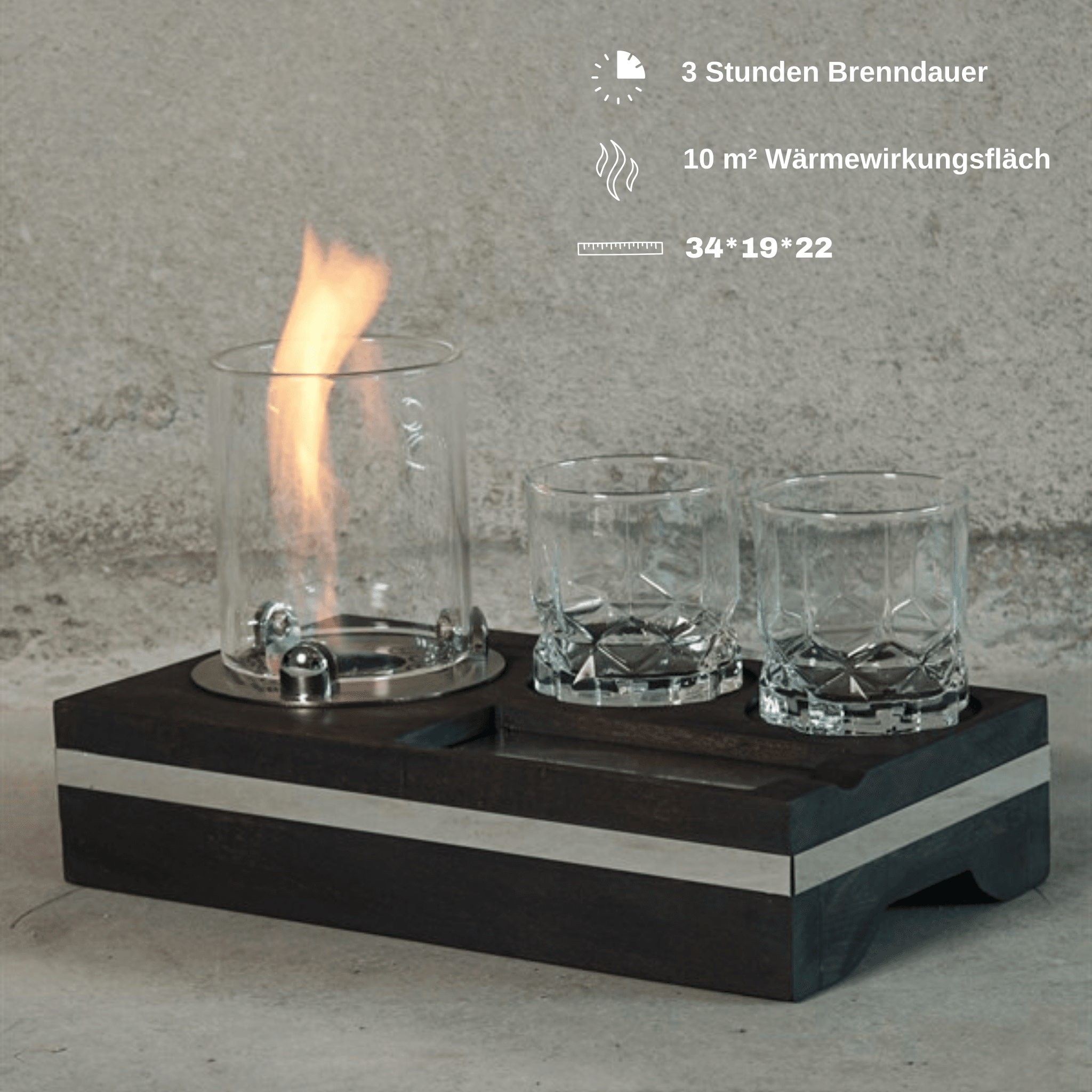 Korflame Finire Tischkamin | Rauchfreier Bioethanol Kamin für Innen & Außen | Modern & Tragbar