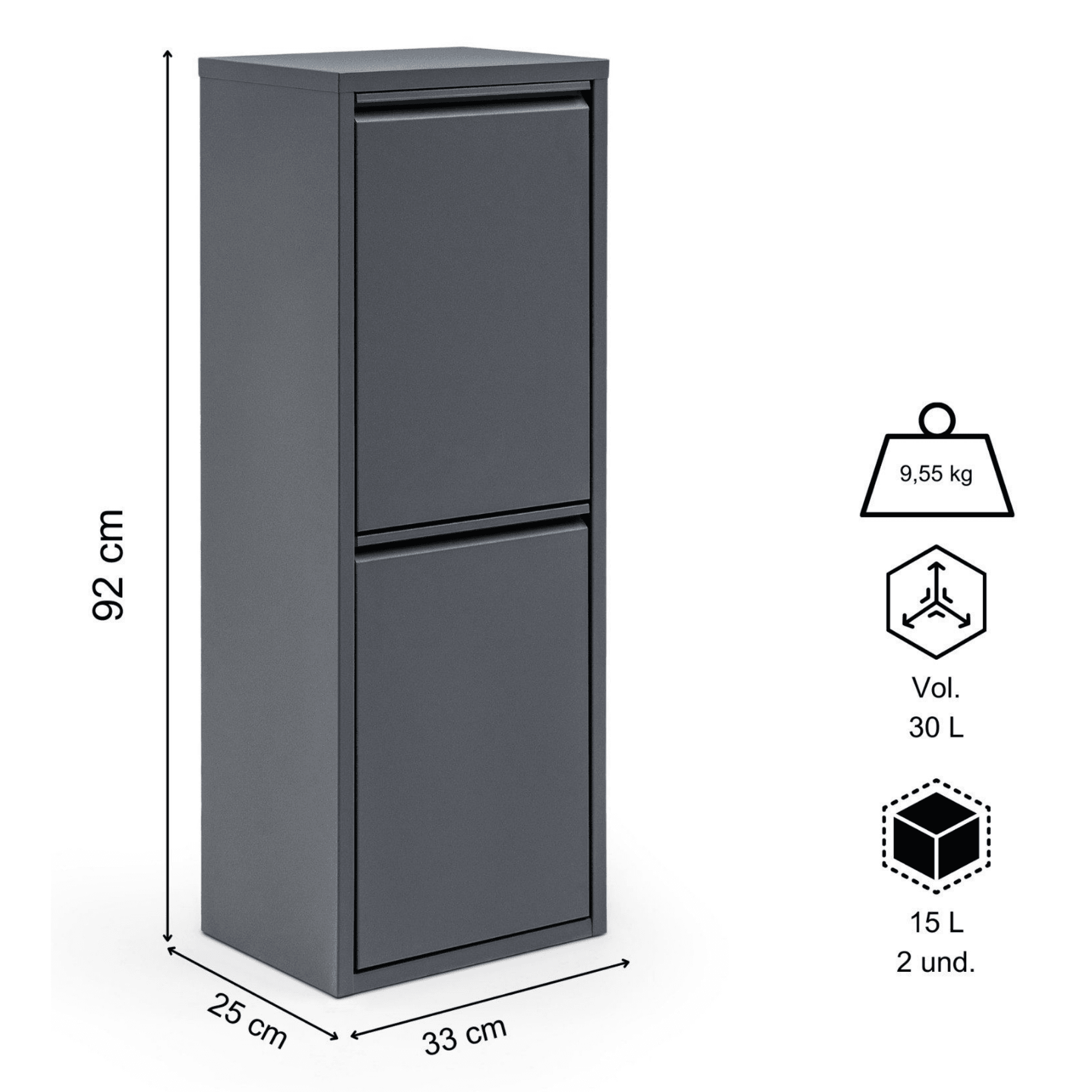 Gowoll Mülltrennsystem Mülltrennsystem 2-3-4 Fach Mülleimer Küche aus Metall Fleckenfest Wandmontage
