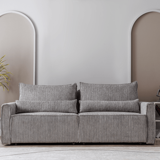 Benissa 3 Sitzer Schlafsofa mit Schlaffunktion & Stauraum | 137x190 cm Gästebett mit Kissen – Verstellbare Rückenlehne
