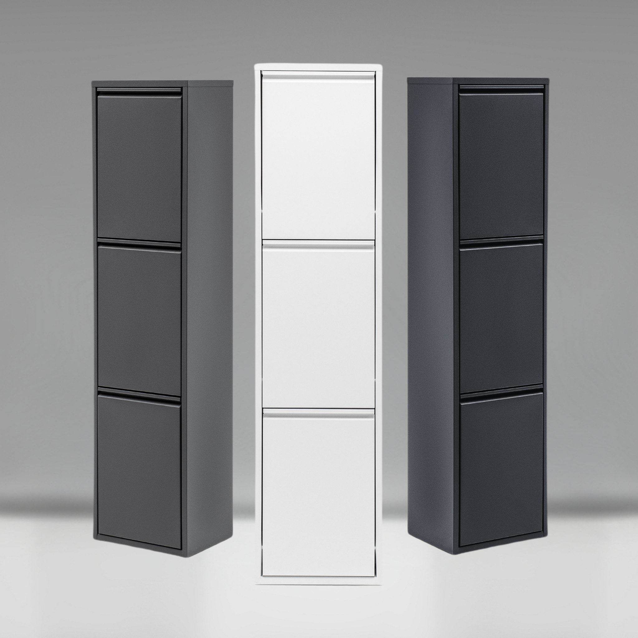 Gowoll Mülleimer Küche aus Fleckenfest Biomülleimer Wandmontage Abfalleimer Mülltrennsysteme Küchenmülleimer mit Herausnehmbarer Inneneimer Recycling system (3 x 15 L Anthrazit)