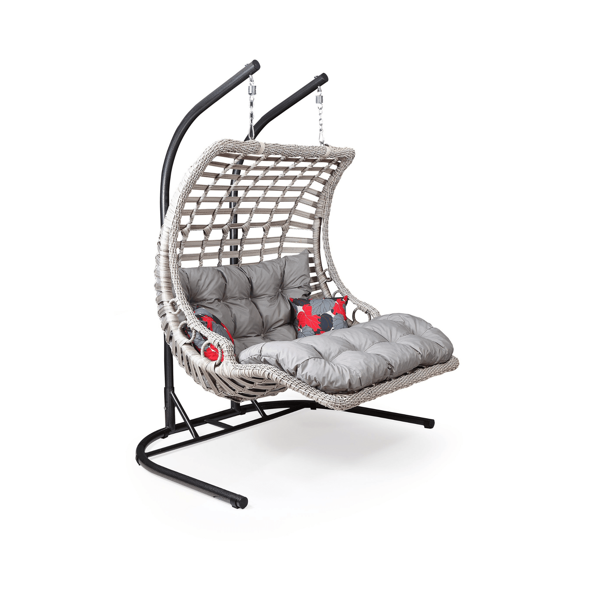 Gowoll Gartenschaukel Rattan Hängesessel mit Gestell Hängeschaukel Bodrum Double