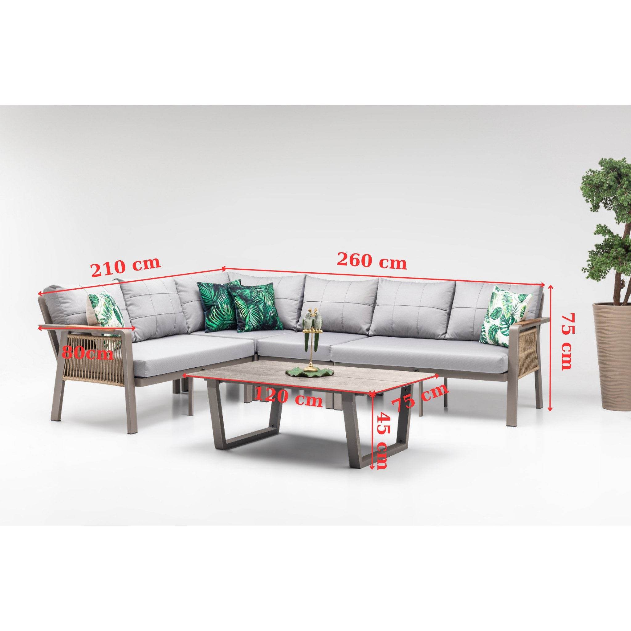 Gowoll Artemis Plus Tisch Gartenlounge-Set Premium (Sitz und Rückenkissen, Tisch mit 2x3 Sitzer und 2xStuhl)