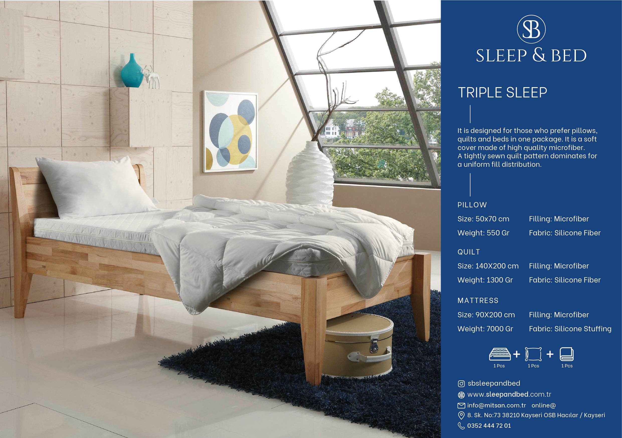 Lüxenlüxe 3-teiliges Matratzen Set mit Kissen & Bettdecke | Waschbar & Hygienisch | 90x190/200 cm