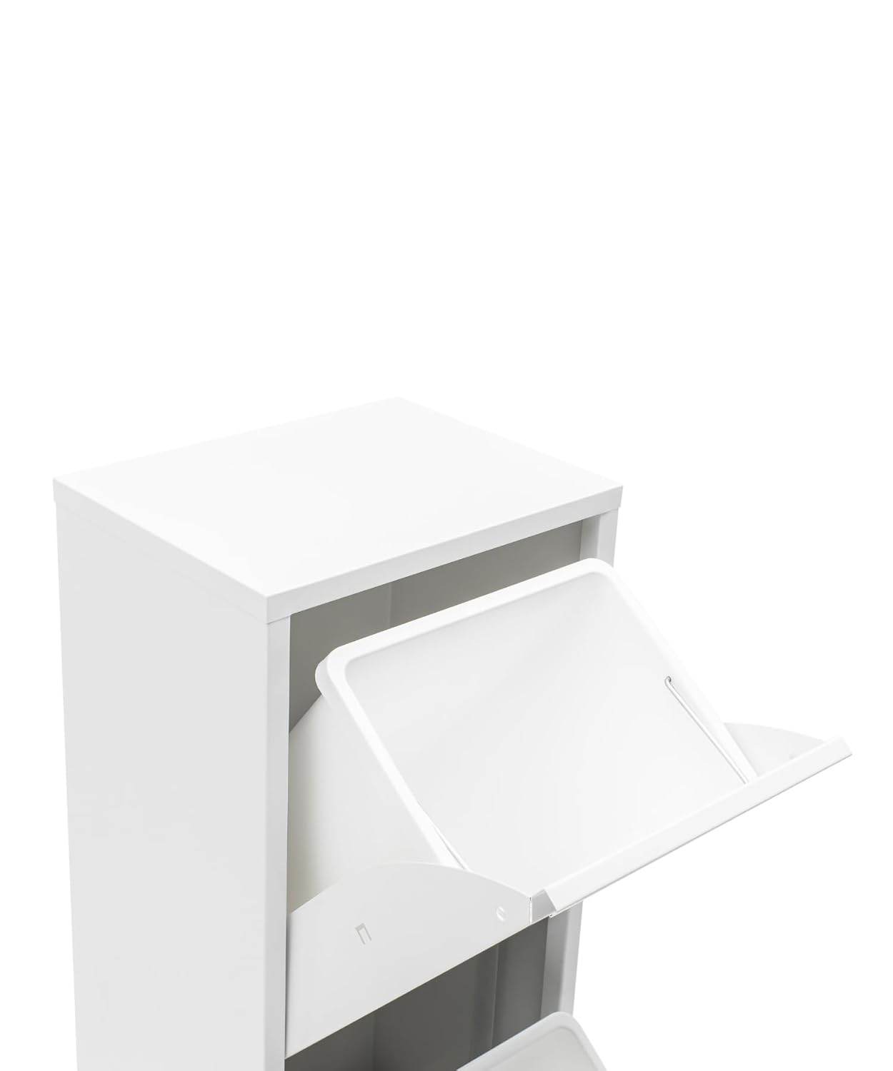 Gowoll Mülleimer Küche aus Fleckenfest Biomülleimer Wandmontage Abfalleimer Mülltrennsysteme Küchenmülleimer mit Herausnehmbarer Inneneimer Recycling system (3 x 15 L Weiß)