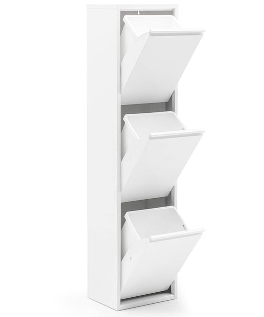 Gowoll Mülleimer Küche aus Fleckenfest Biomülleimer Wandmontage Abfalleimer Mülltrennsysteme Küchenmülleimer mit Herausnehmbarer Inneneimer Recycling system (3 x 15 L Weiß)