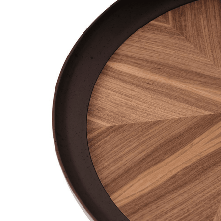 Beistelltisch No:761 | 2er Set Rund Braun & Naturholzon | Wohnzimmertisch mit Holzoptik