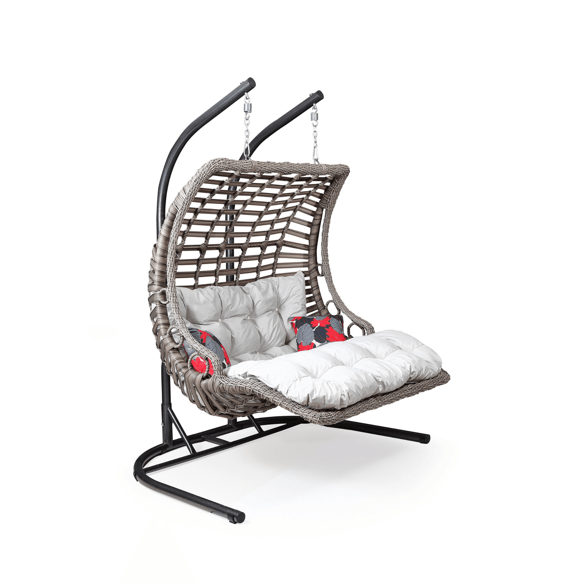 Gowoll Gartenschaukel Rattan Hängesessel mit Gestell Hängeschaukel Bodrum Double