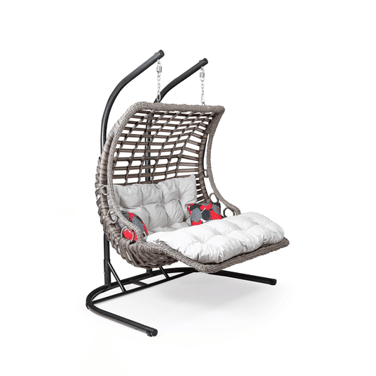 Gowoll Gartenschaukel Rattan Hängesessel mit Gestell Hängeschaukel Bodrum Double