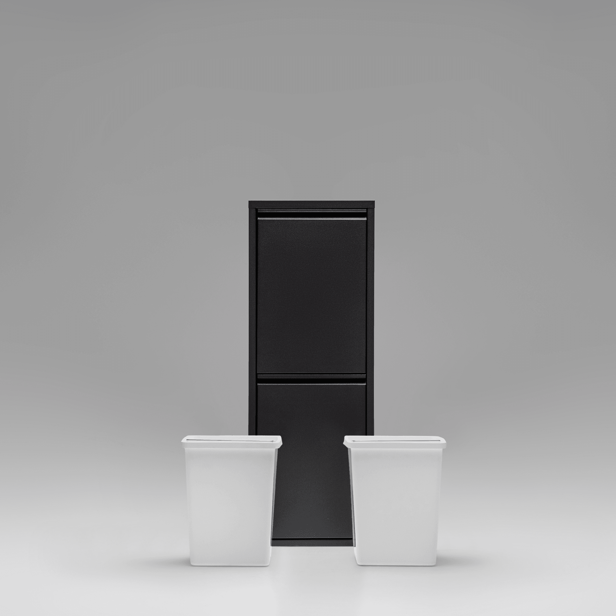 Gowoll Mülleimer Küche aus Fleckenfest Biomülleimer Wandmontage Abfalleimer Mülltrennsysteme Küchenmülleimer mit Herausnehmbarer Inneneimer Recycling system (2 x 15 L Schwarz)