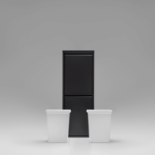 Gowoll Mülleimer Küche aus Fleckenfest Biomülleimer Wandmontage Abfalleimer Mülltrennsysteme Küchenmülleimer mit Herausnehmbarer Inneneimer Recycling system (2 x 15 L Schwarz)