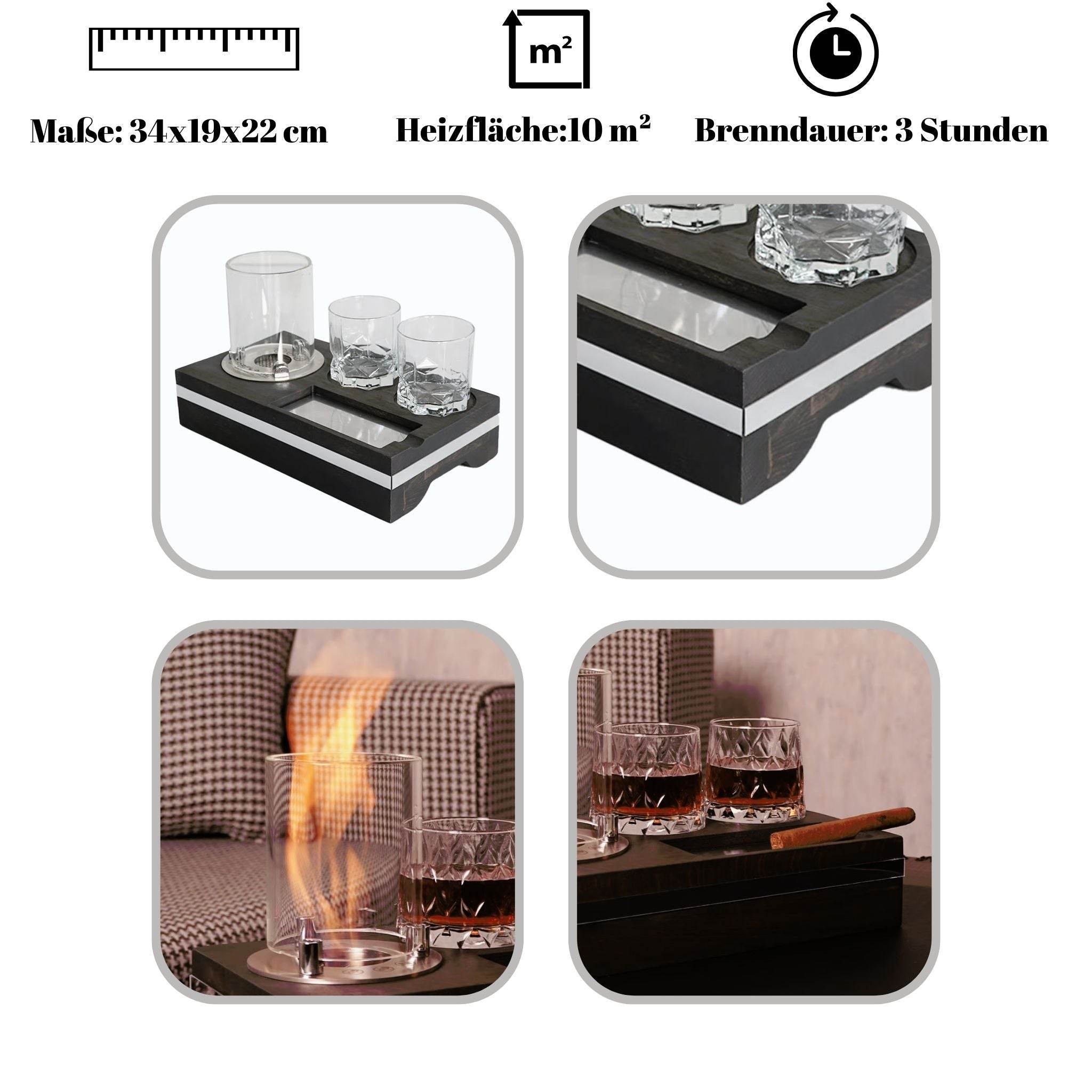 Korflame Finire Tischkamin | Rauchfreier Bioethanol Kamin für Innen & Außen | Modern & Tragbar