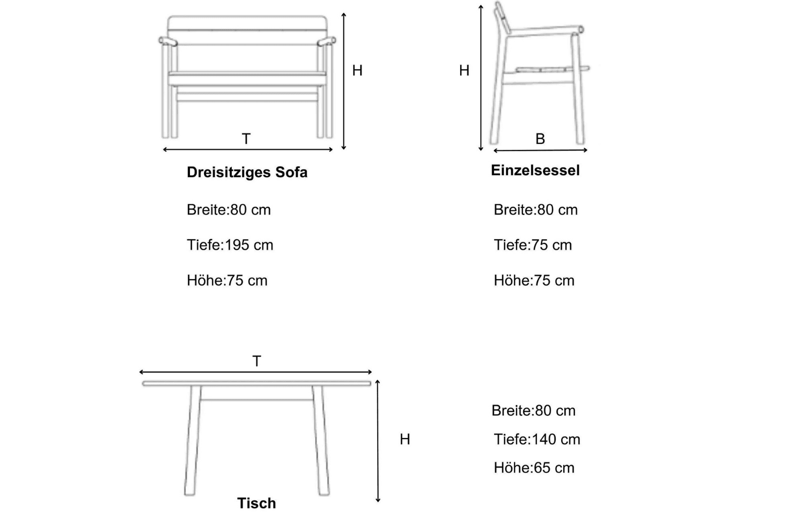 Gowoll Efes Gartenlounge-Set Gartengarnitur Gartenmöbel Set 5 Personen Gartentisch für Outdoor