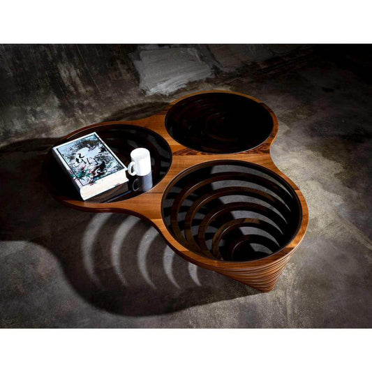 Gowoll Couchtisch Runder Wohnzimmertisch Galaxy Braun
