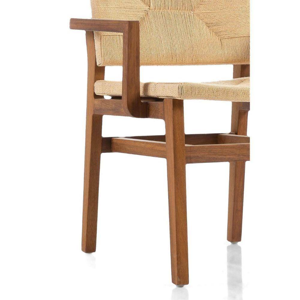 Holzstuhl Chair aus Iroko Massivholz mit geflochtenem Seil Braun