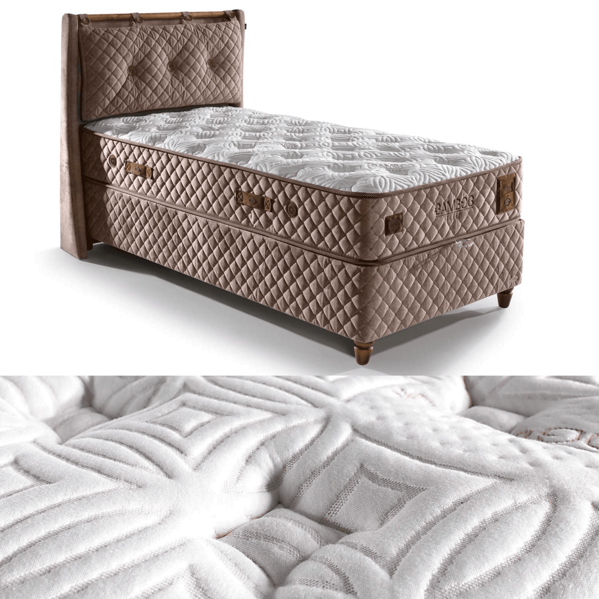 Bamboo Sleep Boxspringbett Set Schlafzimmer Set mit 7 Schichten Höhe 30 cm Matratze