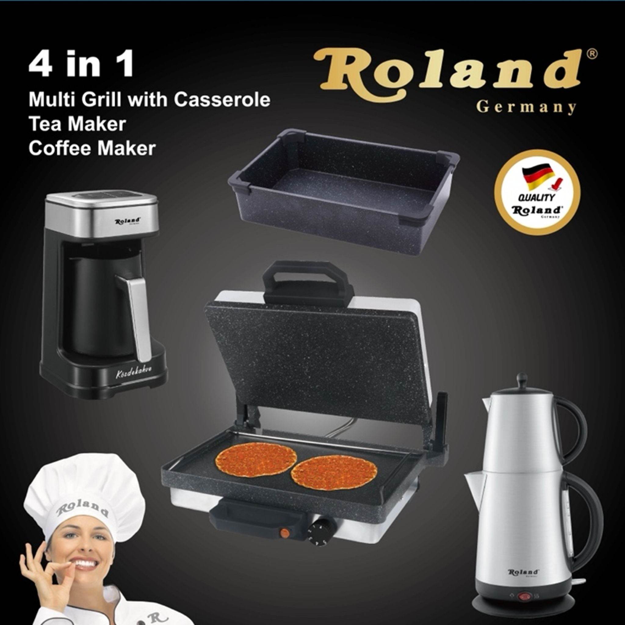 Kontaktgrill Multigrill Granit 2000W, Kasserolle, Teekocher, Mokkamaschine 4 in 1 Set