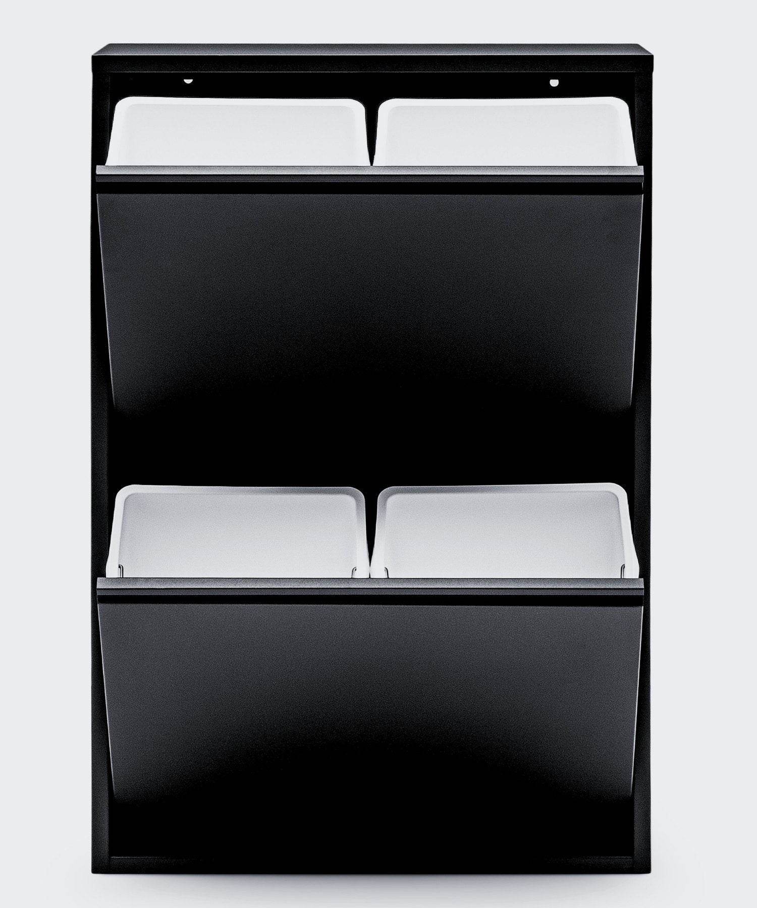 Gowoll Mülleimer Küche aus Fleckenfest Biomülleimer Wandmontage Abfalleimer Mülltrennsysteme Küchenmülleimer mit Herausnehmbarer Inneneimer Recycling system (4 x 15 L Schwarz)