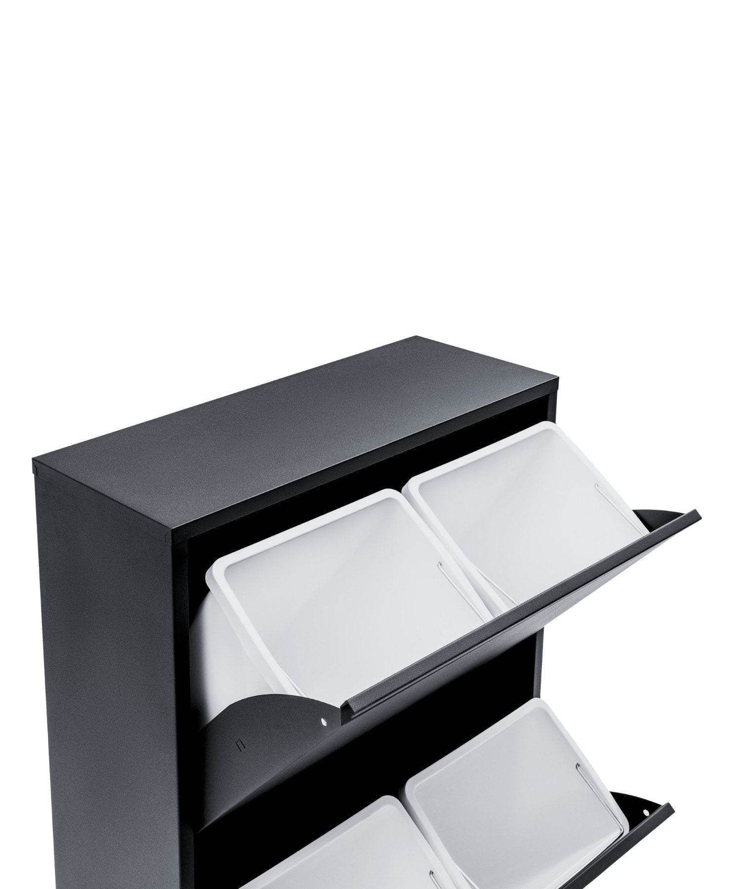 Gowoll Mülleimer Küche aus Fleckenfest Biomülleimer Wandmontage Abfalleimer Mülltrennsysteme Küchenmülleimer mit Herausnehmbarer Inneneimer Recycling system (4 x 15 L Schwarz)