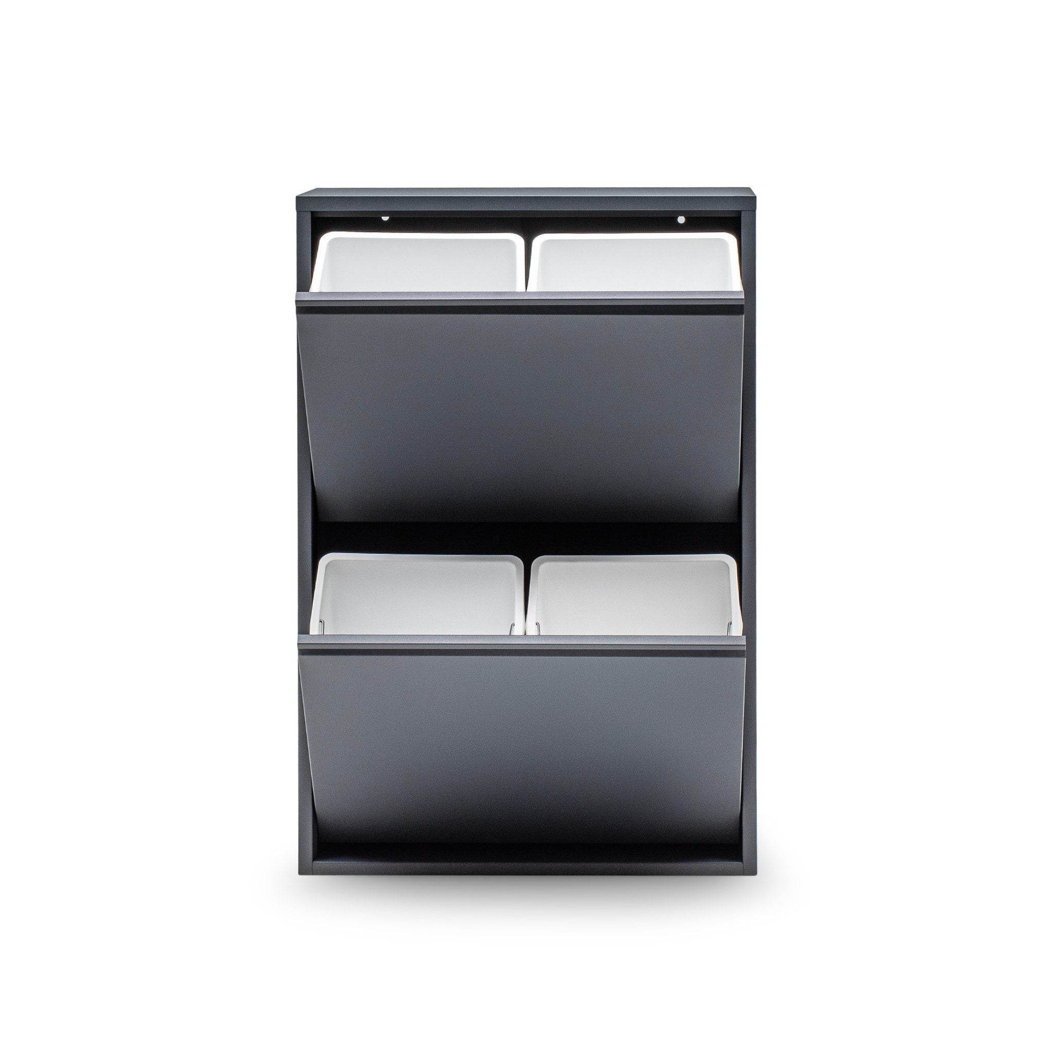 Gowoll Mülleimer Küche aus Fleckenfest Biomülleimer Wandmontage Abfalleimer Mülltrennsysteme Küchenmülleimer mit Herausnehmbarer Inneneimer Recycling system (4 x 15 L Anthrazit)