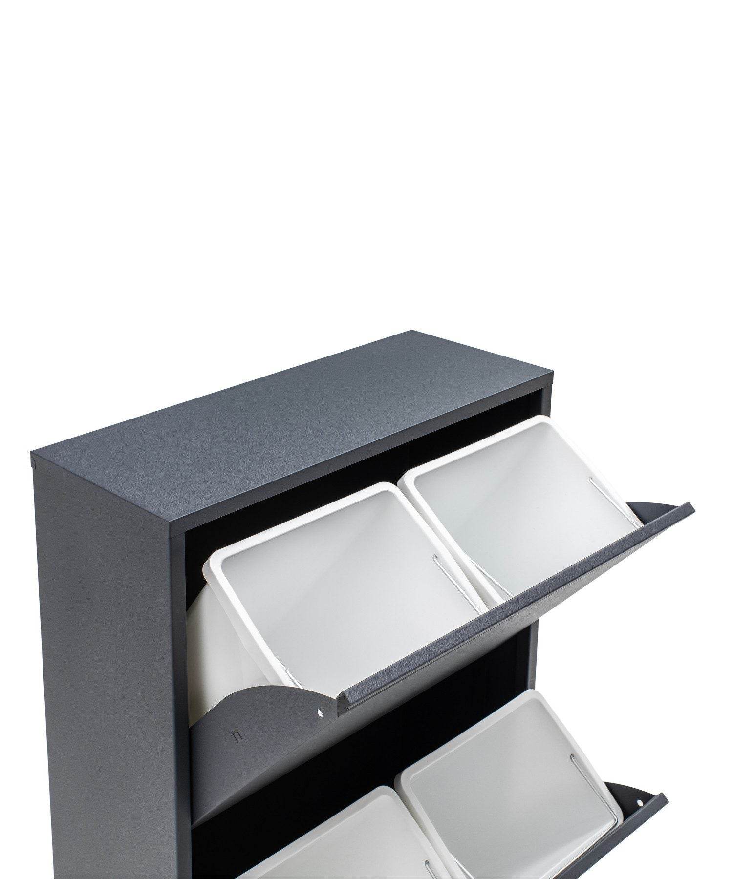 Gowoll Mülleimer Küche aus Fleckenfest Biomülleimer Wandmontage Abfalleimer Mülltrennsysteme Küchenmülleimer mit Herausnehmbarer Inneneimer Recycling system (4 x 15 L Anthrazit)