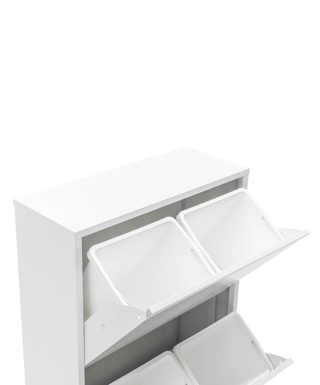 Gowoll Mülleimer Küche aus Fleckenfest Biomülleimer Wandmontage Abfalleimer Mülltrennsysteme Küchenmülleimer mit Herausnehmbarer Inneneimer Recycling system (4 x 15 L Weiß)