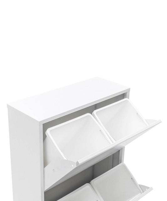 Gowoll Mülleimer Küche aus Fleckenfest Biomülleimer Wandmontage Abfalleimer Mülltrennsysteme Küchenmülleimer mit Herausnehmbarer Inneneimer Recycling system (4 x 15 L Weiß)