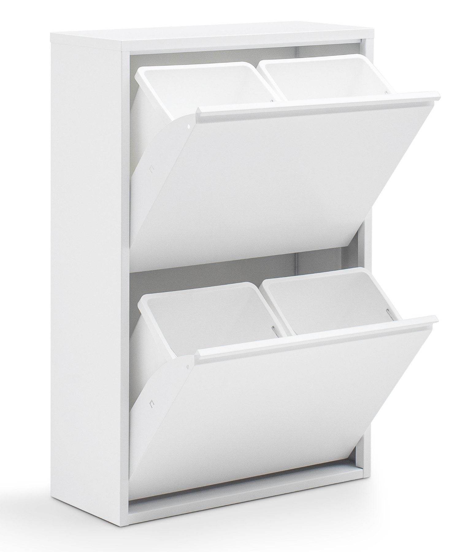 Gowoll Mülleimer Küche aus Fleckenfest Biomülleimer Wandmontage Abfalleimer Mülltrennsysteme Küchenmülleimer mit Herausnehmbarer Inneneimer Recycling system (4 x 15 L Weiß)