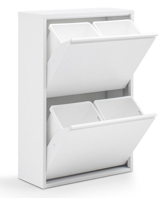 Gowoll Mülleimer Küche aus Fleckenfest Biomülleimer Wandmontage Abfalleimer Mülltrennsysteme Küchenmülleimer mit Herausnehmbarer Inneneimer Recycling system (4 x 15 L Weiß)