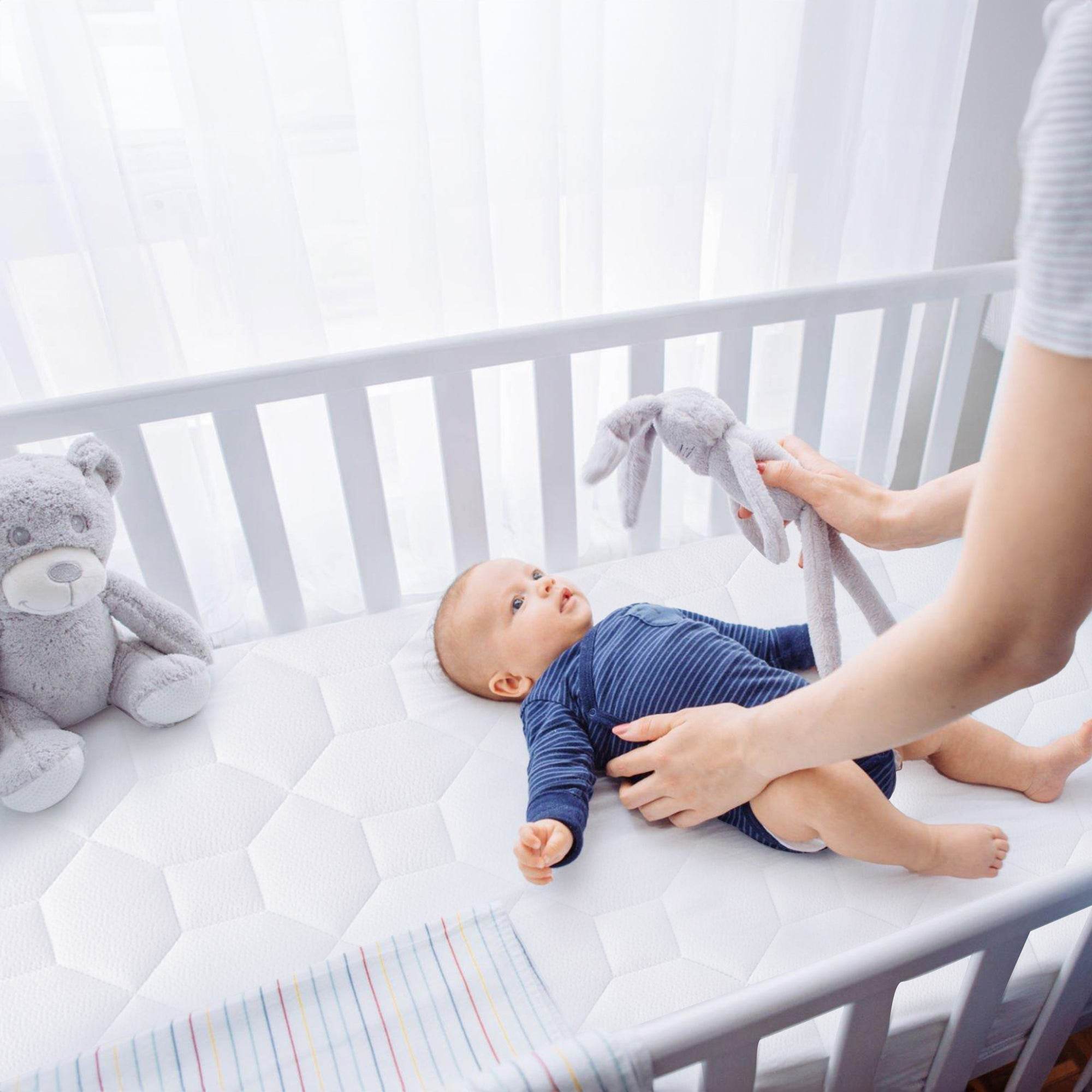 Wave Babymatratze 60x120 cm – Atmungsaktive Kaltschaummatratze mit Luftkanälen, Beidseitig Nutzbar, Allergikerfreundlich & Waschbarer Bezug