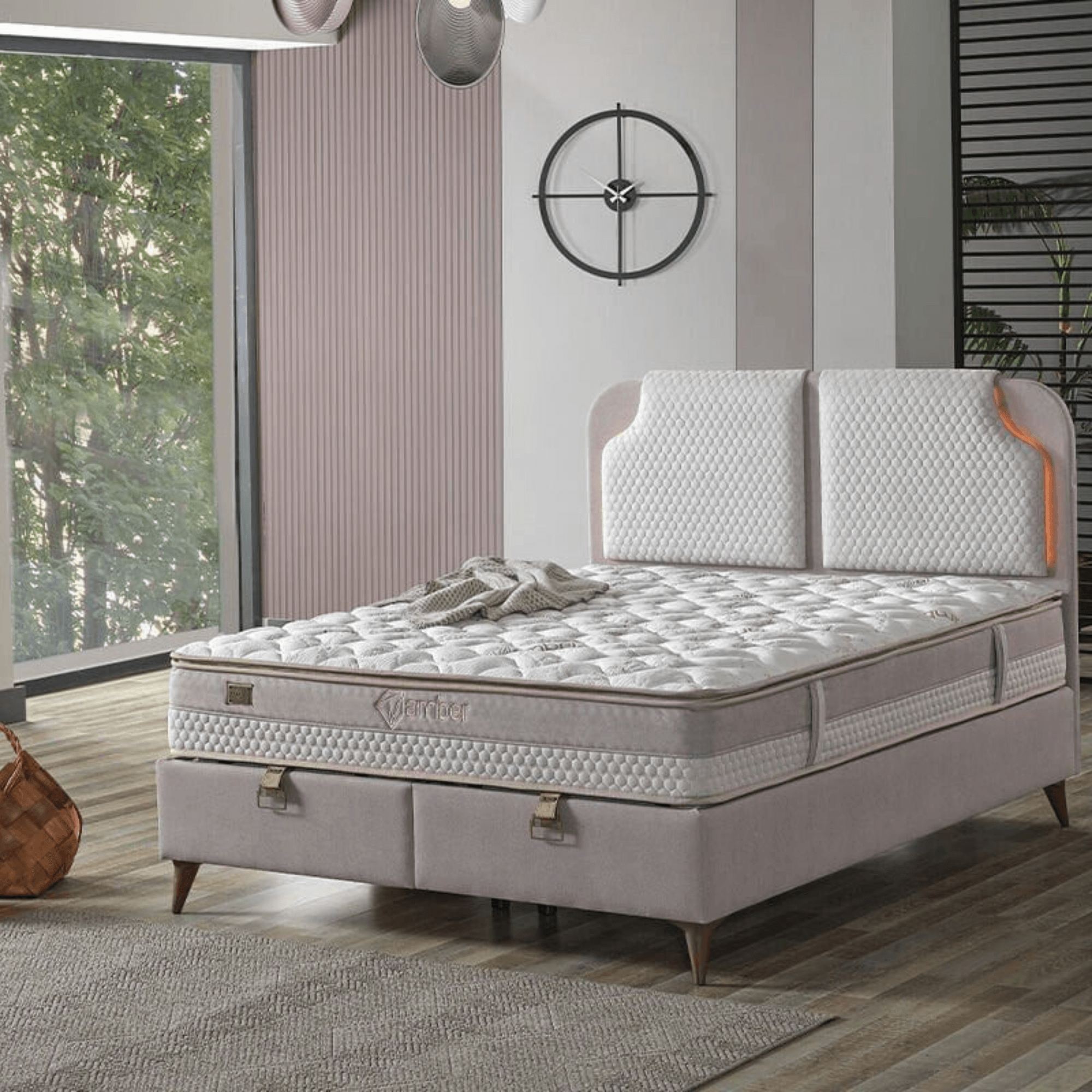 Armis Amber Boxspringbett Bett 160x200 mit Bettkasten und Matratze