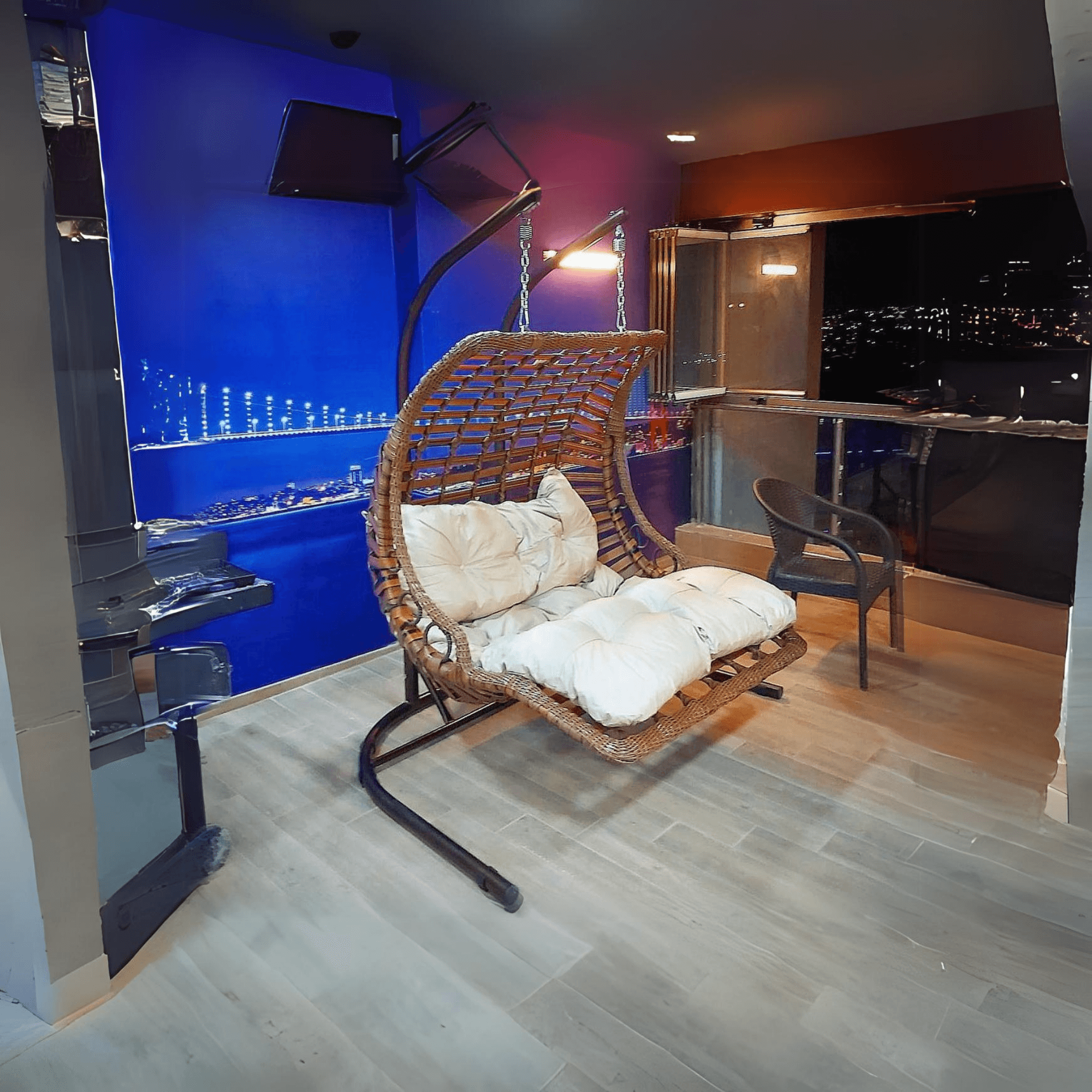 Gowoll Gartenschaukel Rattan Hängesessel mit Gestell Hängeschaukel Bodrum Double