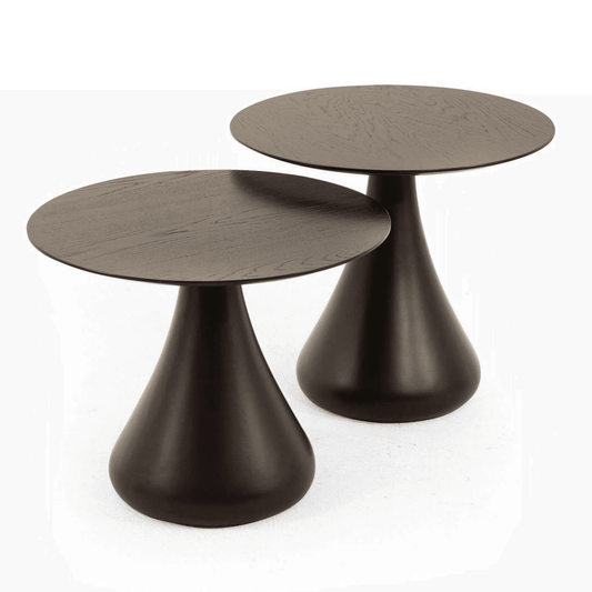 Beistelltisch Pilz 2er Set Schwarz | MDF Couchtisch im Pilzdesign für Wohnzimmer