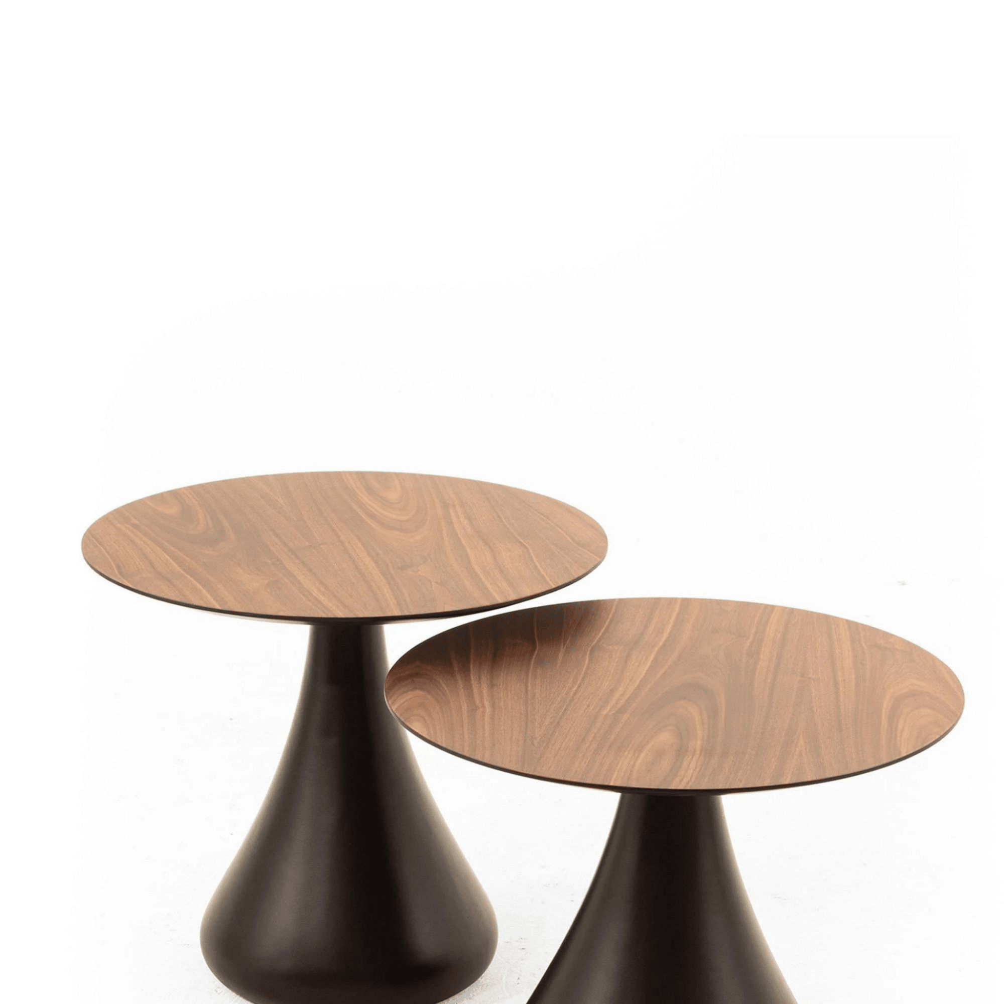 Pilz Tisch Set | 2er Set Couchtisch in Walnuss & Schwarz | Modernes Wohnzimmer Design