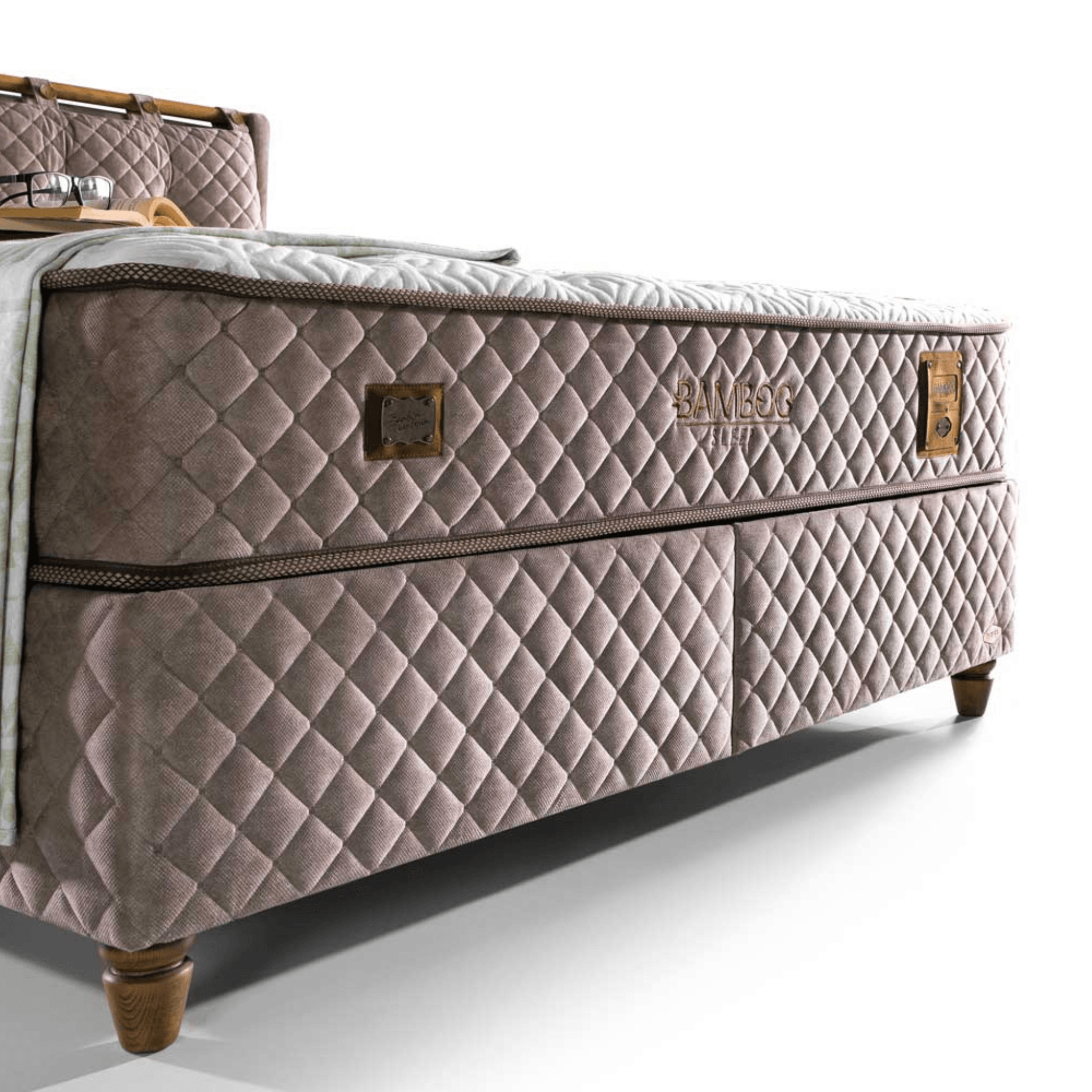 Bamboo Sleep Boxspringbett Set Schlafzimmer Set mit 7 Schichten Höhe 30 cm Matratze