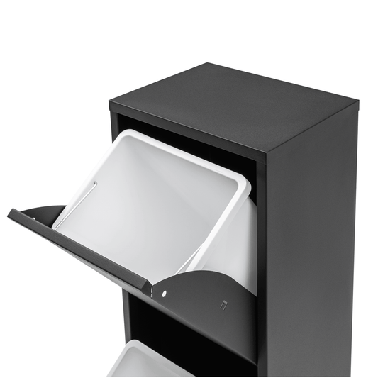 Gowoll Mülleimer Küche aus Fleckenfest Biomülleimer Wandmontage Abfalleimer Mülltrennsysteme Küchenmülleimer mit Herausnehmbarer Inneneimer Recycling system (2 x 15 L Schwarz)