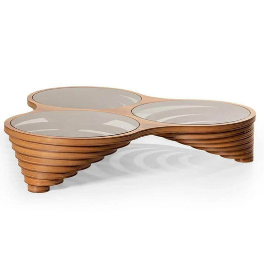 Gowoll Couchtisch Runder Wohnzimmertisch Galaxy Braun