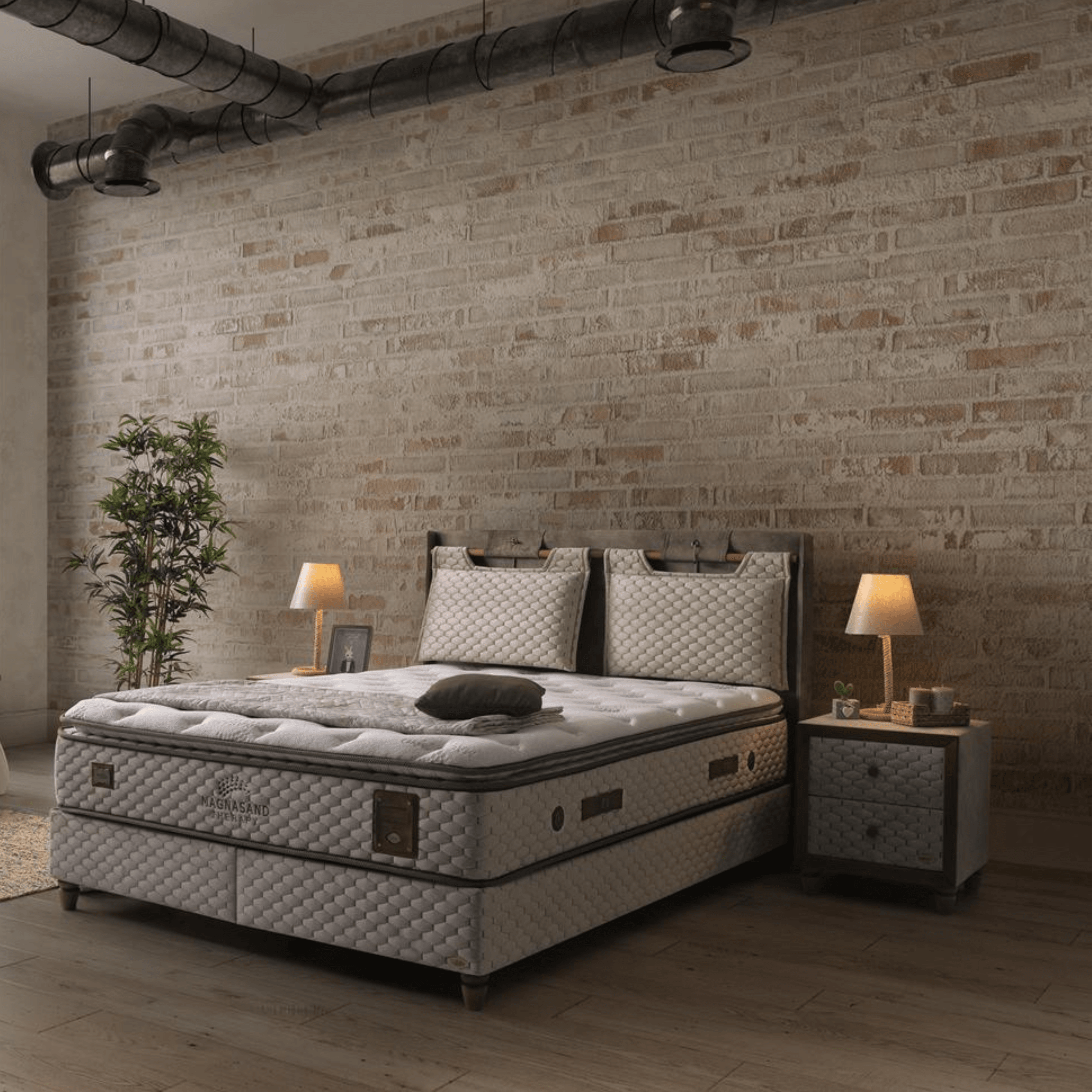 Bambi Magnasand Therapy Boxspringbett Set | Orthopädisch H3, Magnetischer Sand & Taschenfederkern