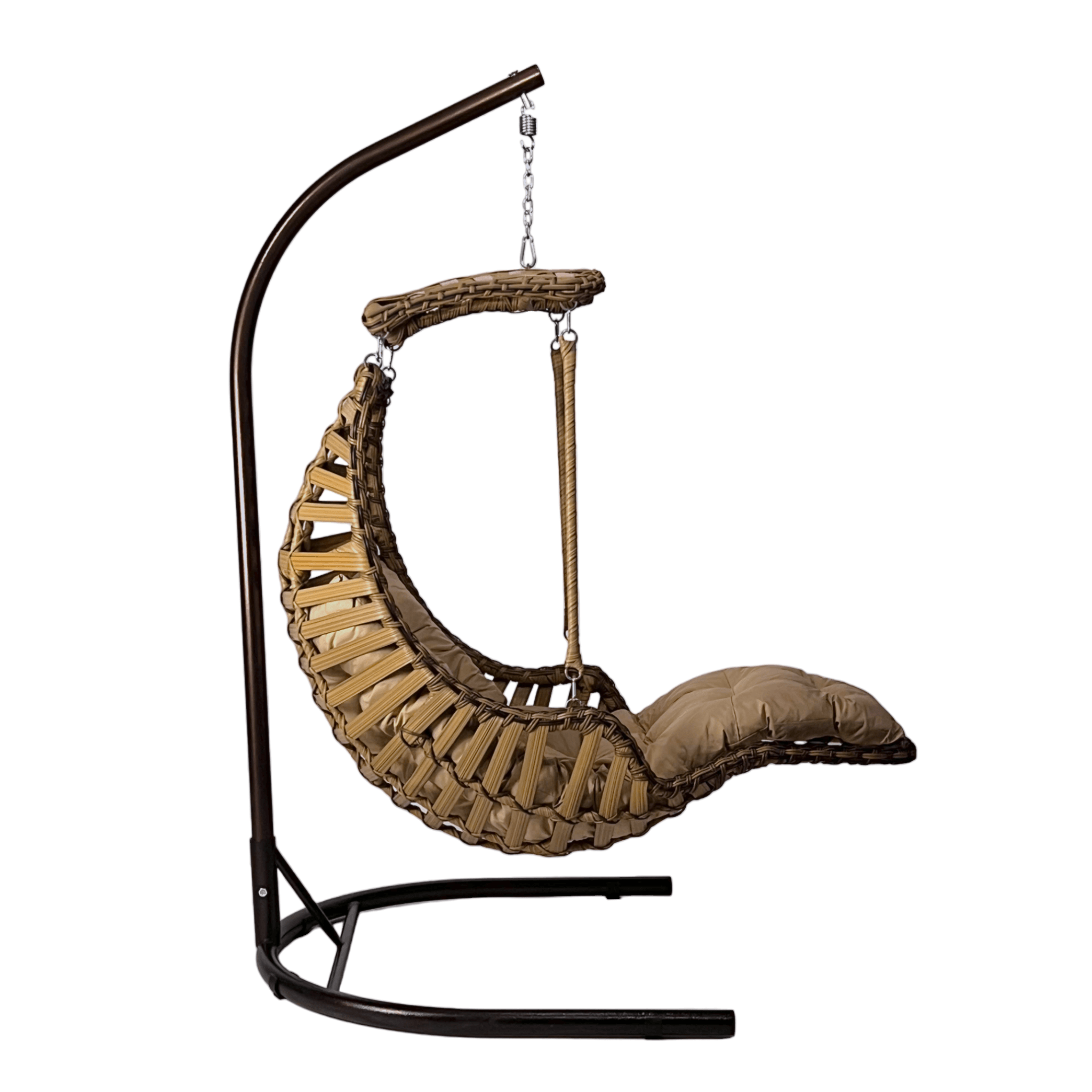 Alacati Plus Hängesessel mit Gestell – Handgefertigt, Rattan, Sonnendach & Fußablage