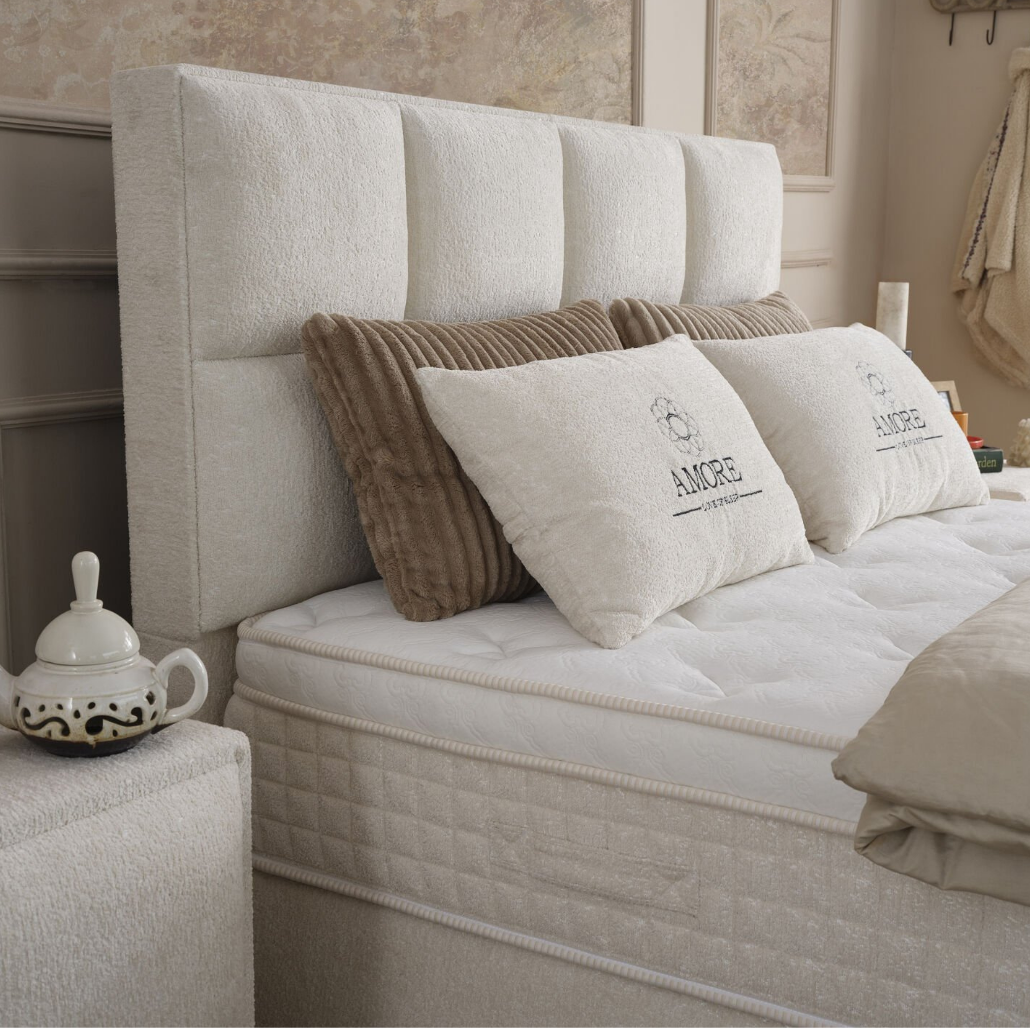 Boxspringbett mit Matratze Polsterbett Stauraumbett Betkasten inkl. Lieferung Amore