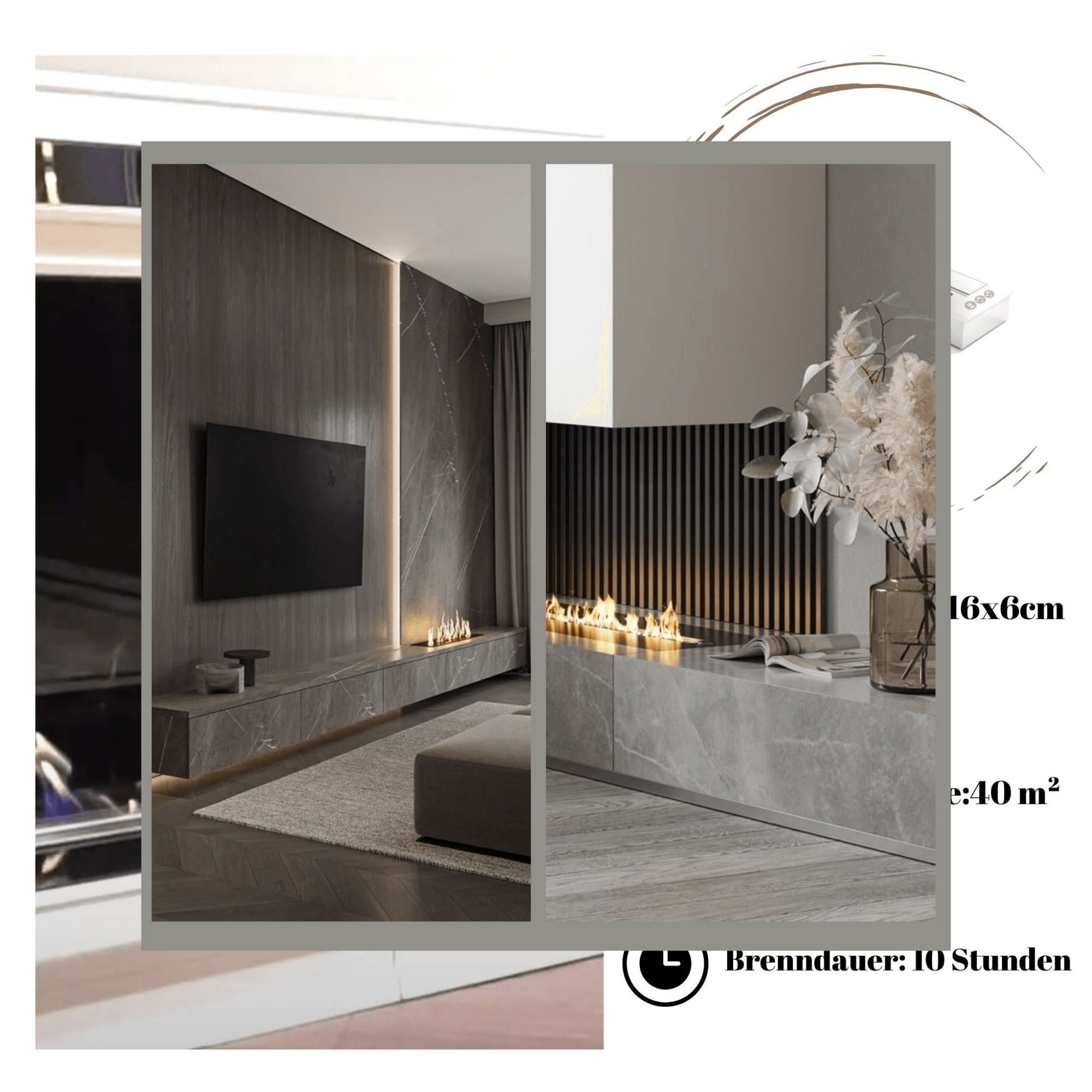 Korflame 90 cm Brennerloser Kamin