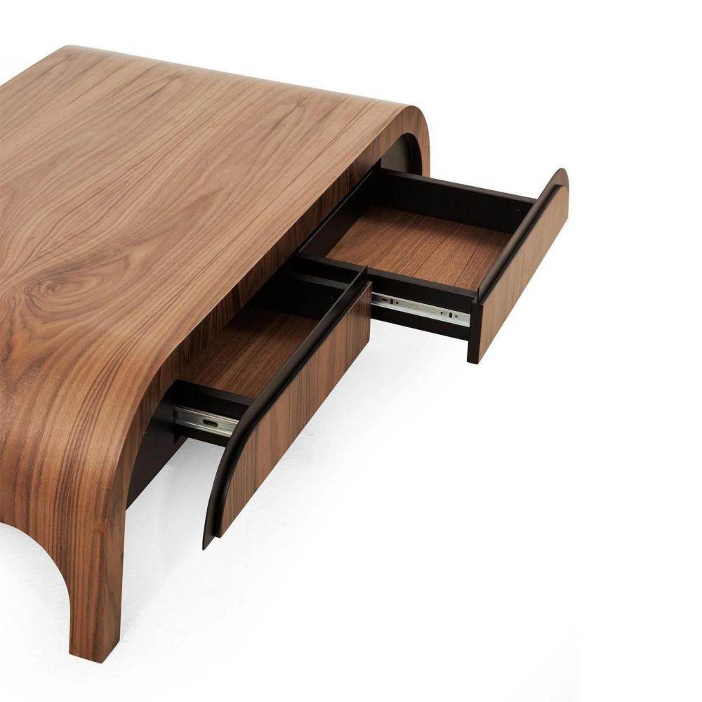 Gowoll Couchtisch Rechtekig Massivholz Wohnzimmertisch Quatro Braun