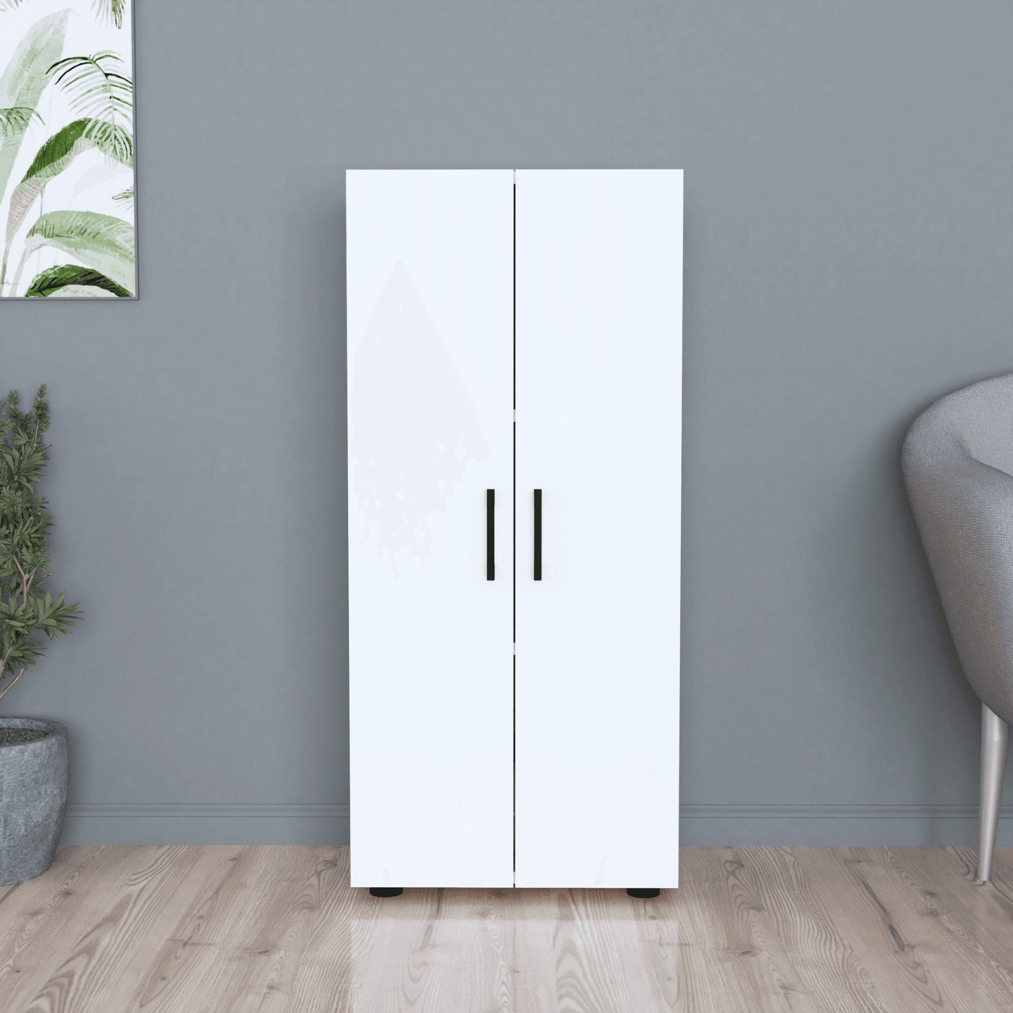 Gowoll Mehrzweckschrank Weiß 108x49x32 cm – 2 Türen & 3 Einlegeböden