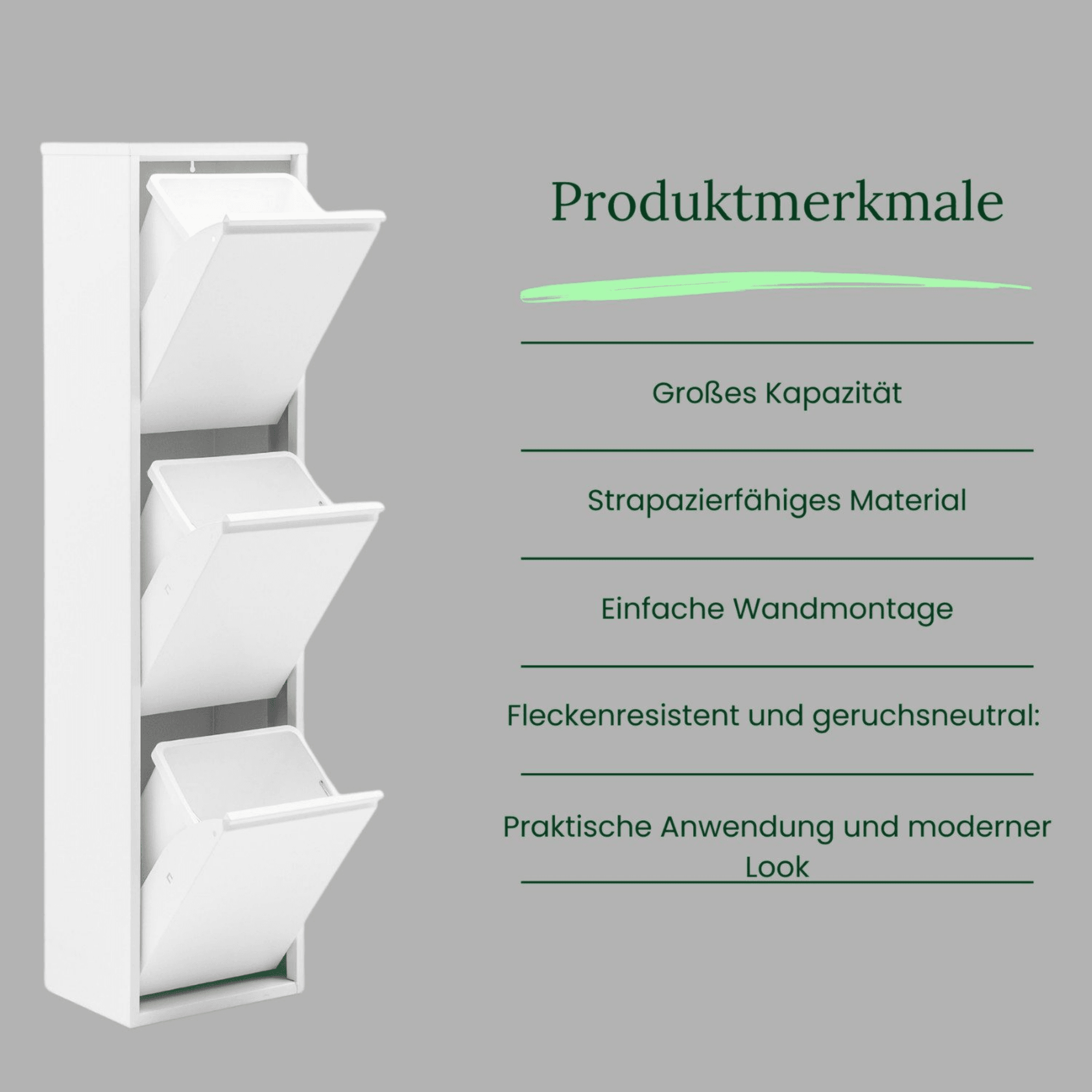 Gowoll Mülltrennsystem Mülltrennsystem 2-3-4 Fach Mülleimer Küche aus Metall Fleckenfest Wandmontage